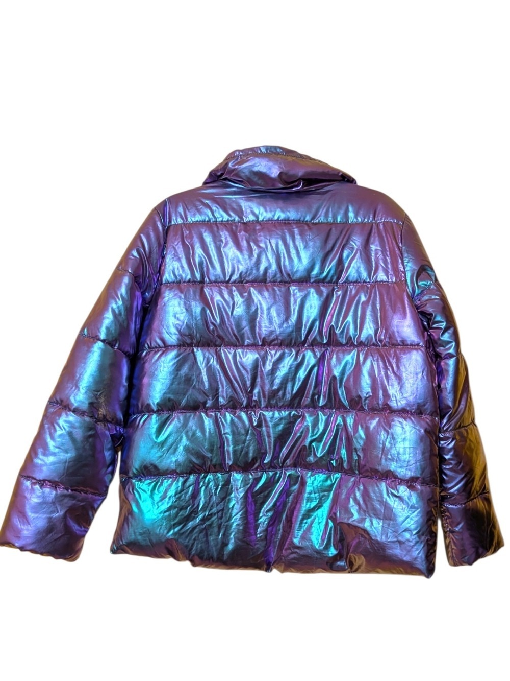 New York & Company Pink Purple Iridescent Puffer Jacket - Picture 3 of 6